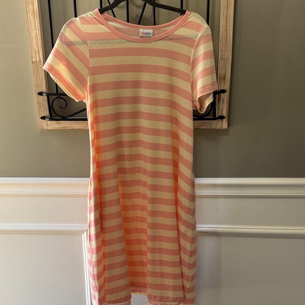 LuLaRoe Pink and Cream Striped Dress small